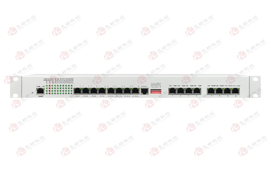 飛暢科技-32路電話+16E1+4FE+4GE+2路數(shù)據(jù)+SNMP+console（19英寸，物理隔離）電話光端機(jī)