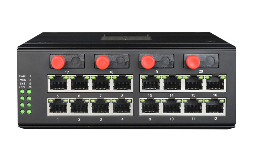 飛暢科技-工業(yè)軌式 全國產(chǎn)輕管理型16路千兆電+4千兆固定或SFP光口 交換機(jī)